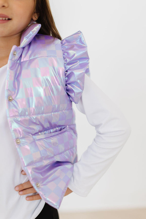 lavender-haze-checker-puffer-vest Mila & Rose - Sophia's StylePuffer Vest-1